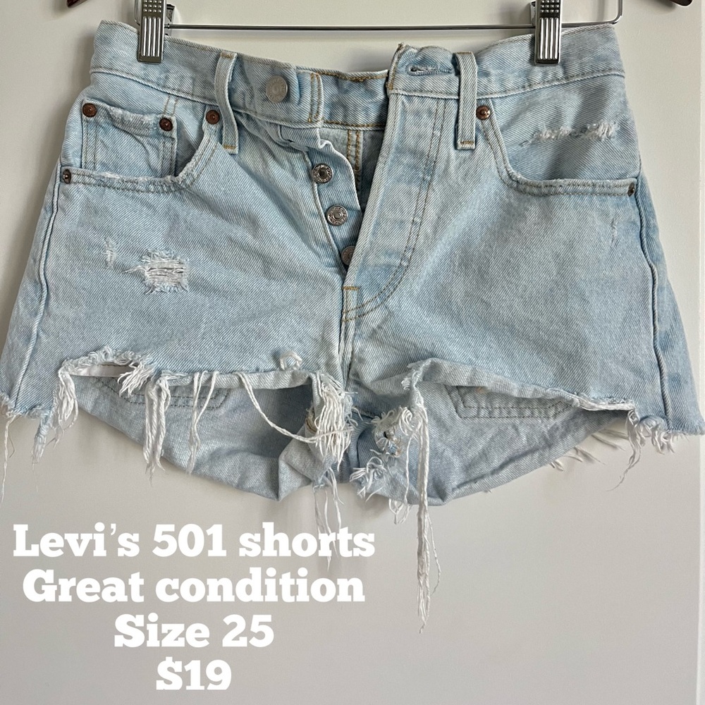 Levi's Light Blue Distressed Jean Shorts